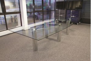 Construct Multi-piece Chrome Glass Dining Table