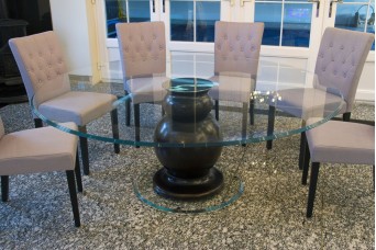 Custom Pedestal Glass Dining Table